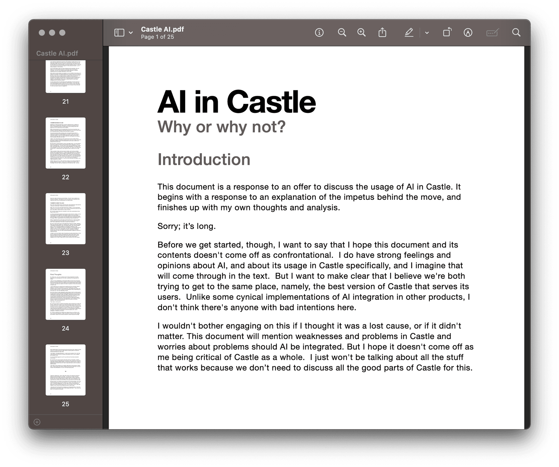 AI in Castle document